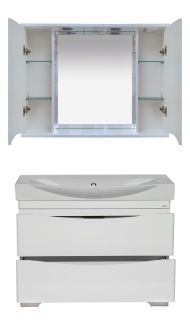 Зеркальный шкаф с подсветкой Misty Элвис 105см белый